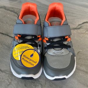 Little boys Tsukihoshi sneaker size 11 Velcro grey w/ orange waterproof sneakers